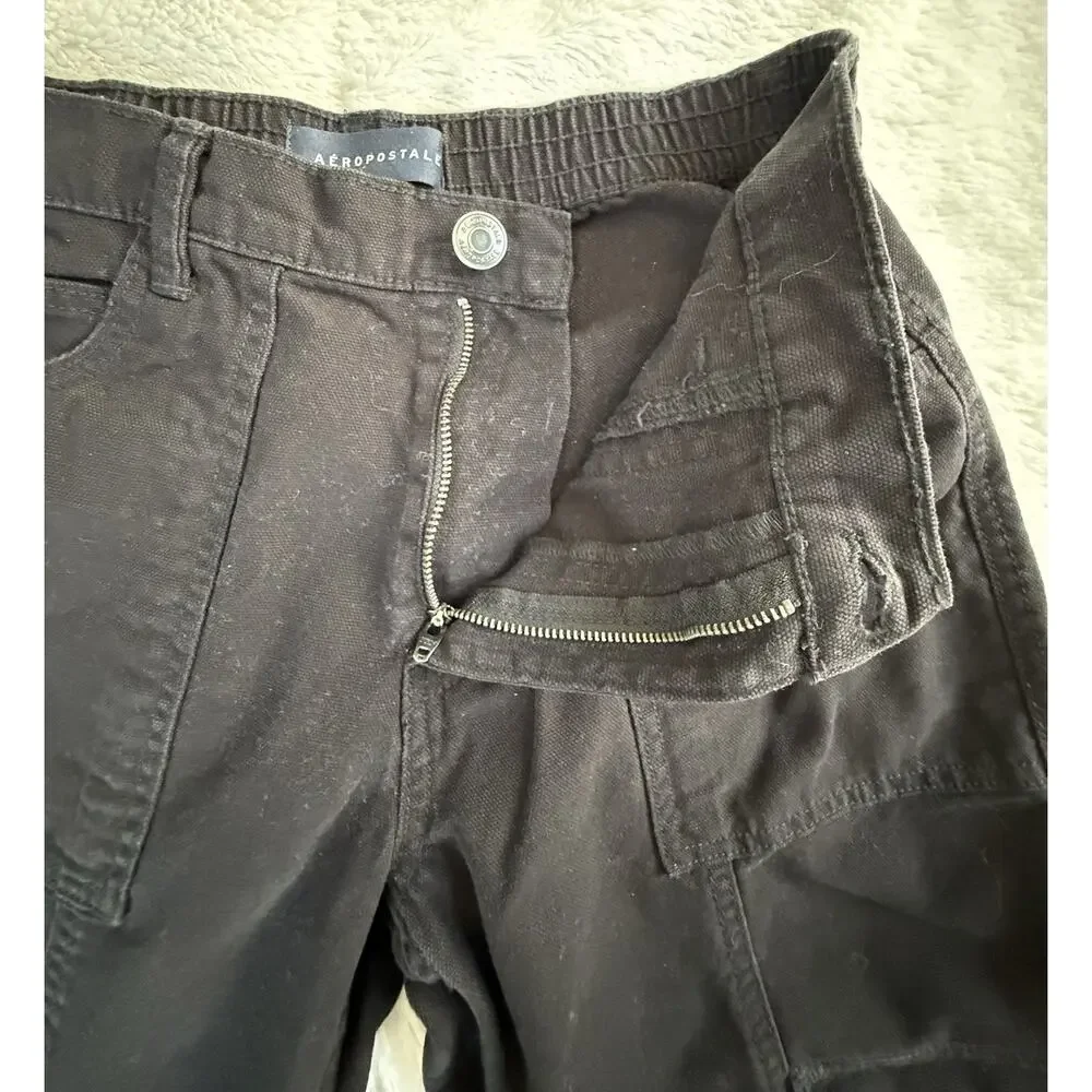 Aeropostale Utility Cargo Black Pants Women’s Size Small 28x30 Black - Picture 3 of 6